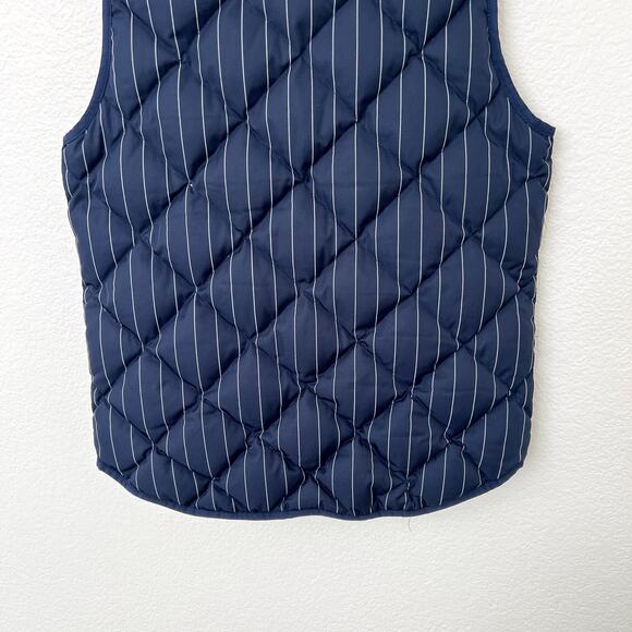 [J. Crew] Navy Blue Excursion Vest Striped Quilted Down Filled Puffer Vest Sz XS - Picture 5 of 10